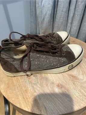 UGG Brown and Cream Low-Top Canvas Sneakers